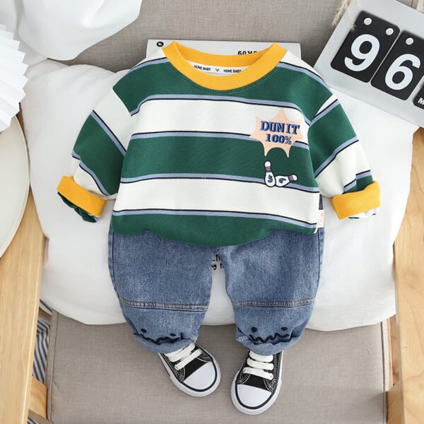 Liuliukd | Toddler Boys Round Neck Stripe 2-Piece Set-Green-Kids