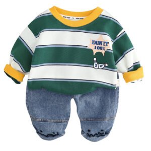 Liuliukd | Toddler Boys Round Neck Stripe 2-Piece Set-Kids
