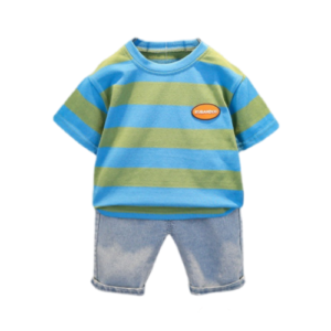 Liuliukd | Toddler Boys Stripe T-shirt & Denim Pants Set-Kids