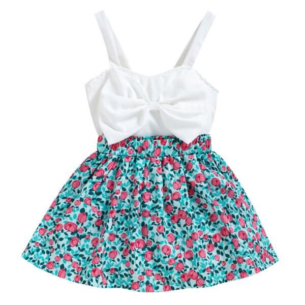 Liuliukd | Toddler Girls Bowknot Vest and Floral Skirt Set-Kids