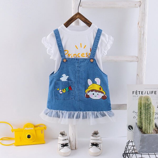 Liuliukd |Toddler Girls Letter T-shirt and Overalls Set-White-Kids