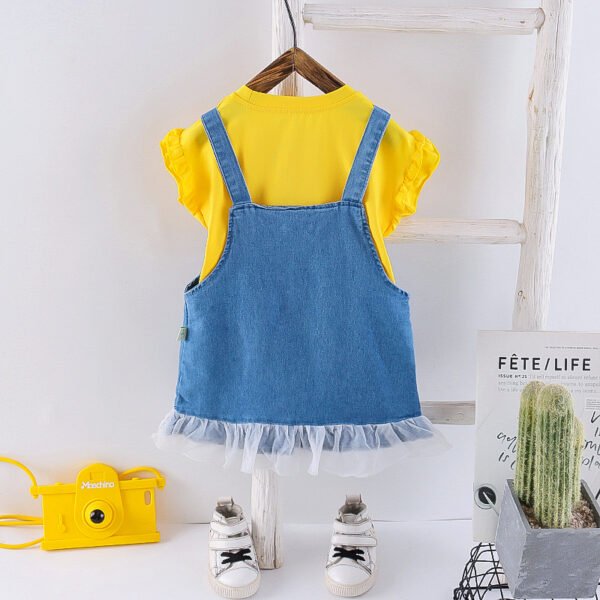 Liuliukd |Toddler Girls Letter T-shirt and Overalls Set-Yellow-Kids