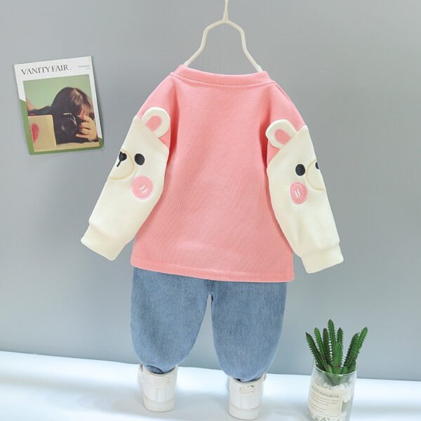 Liuliukd | Toddler Lucky Pocket Sweatshirt and Jeans Set-Pink-Kids