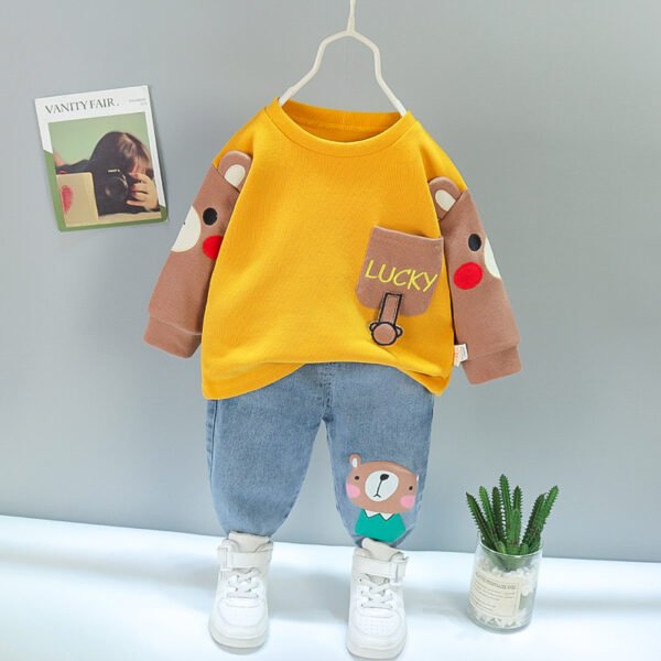 Liuliukd | Toddler Lucky Pocket Sweatshirt and Jeans Set-Yellow-Kids