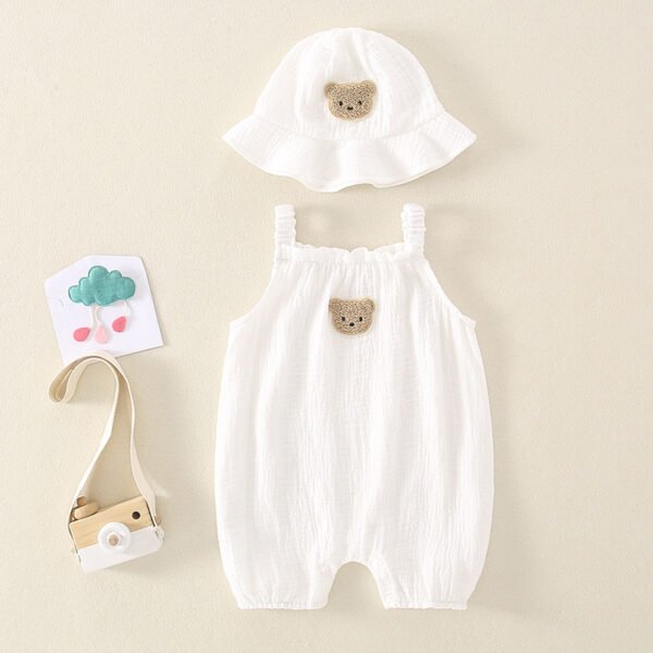 Liuliukd | Baby Bear Romper and Hat-White-Baby