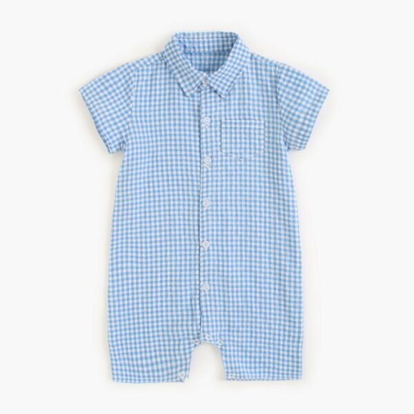 Liuliukd | Baby Boys Plaid Romper-Blue-Baby