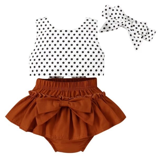 Liuliukd | Baby Girls Polka Dot Backless Vest & Shorts Set-Baby