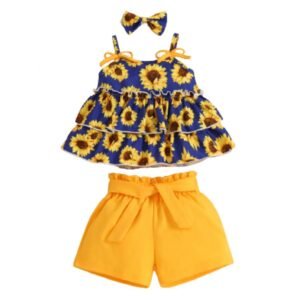 Liuliukd | Baby Girls Sunflower Vest and Shorts Set-Baby