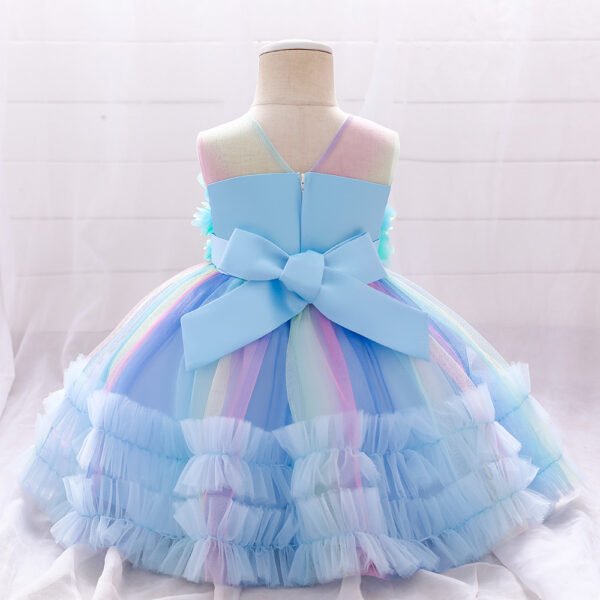 Liuliukd | Baby Kids Girls Colorful Formal Dress-Blue-Kids