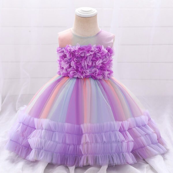 Liuliukd | Baby Kids Girls Colorful Formal Dress-Purple-Kids