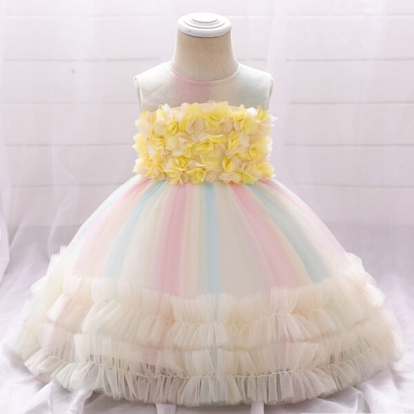 Liuliukd | Baby Kids Girls Colorful Formal Dress-Yellow-Kids