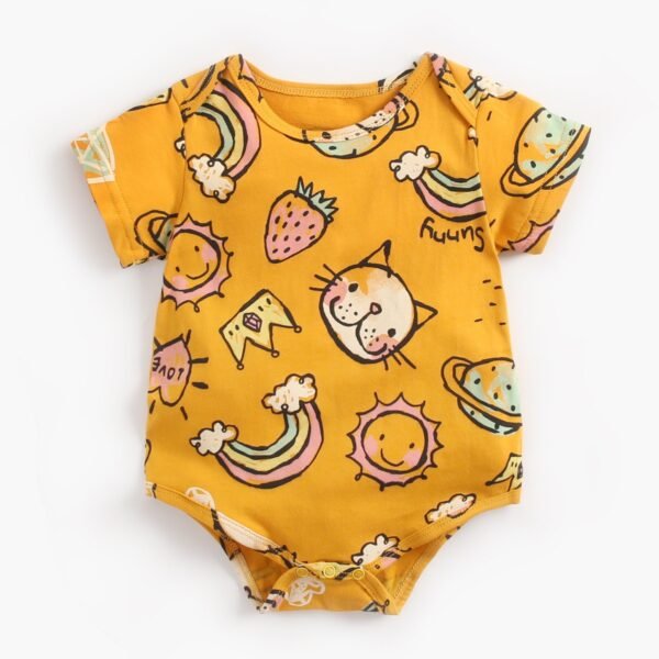 Liuliukd | Baby Unisex Cartoon Bodysuit-Yellow-Baby