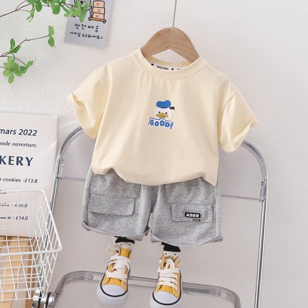Liuliukd | Boys Dark T Shirt and Shorts Set-Beige-Kids