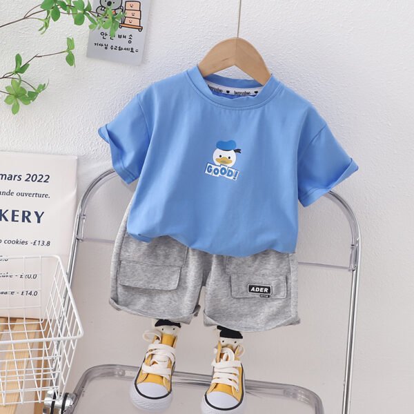 Liuliukd | Boys Dark T Shirt and Shorts Set-Blue-Kids