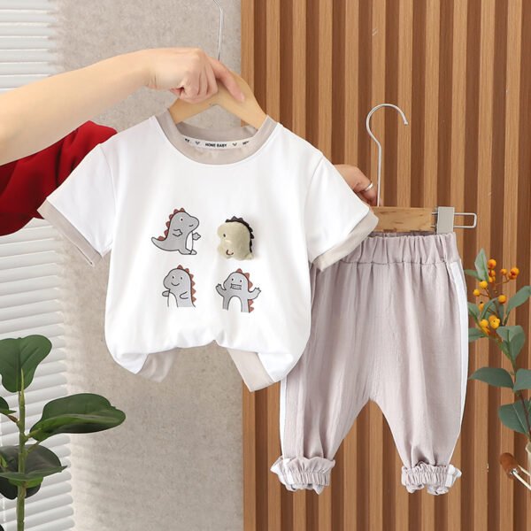 Liuliukd | Boys Dinosaur T-shirt and Pants Set-Khaki-Kids