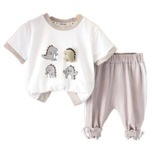 Liuliukd | Boys Dinosaur T-shirt and Pants Set-Kids