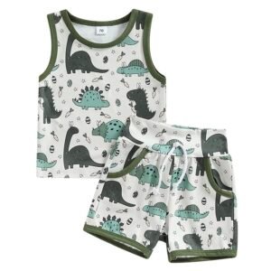 Liuliukd | Boys Dinosaur Vest & Shorts Set-Baby