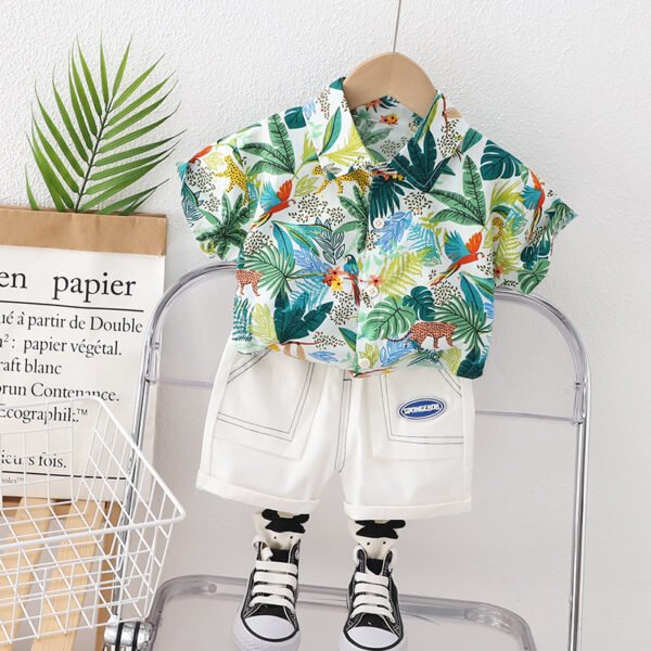 Liuliukd | Boys Leaf Shirt and Pants Set-Green-Kids