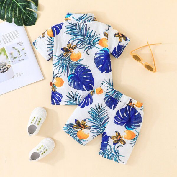 Liuliukd | Boys Leaf Shirt and Shorts Set-Blue-Kids