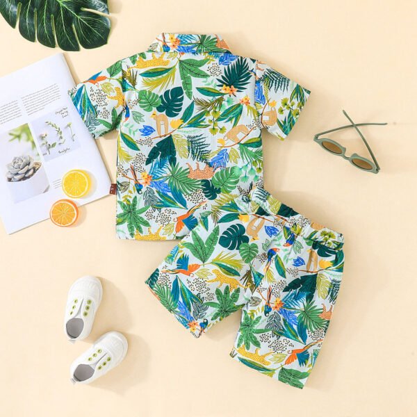 Liuliukd | Boys Leaf Shirt and Shorts Set-Green-Kids