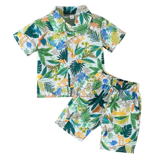 Liuliukd | Boys Leaf Shirt and Shorts Set-Kids