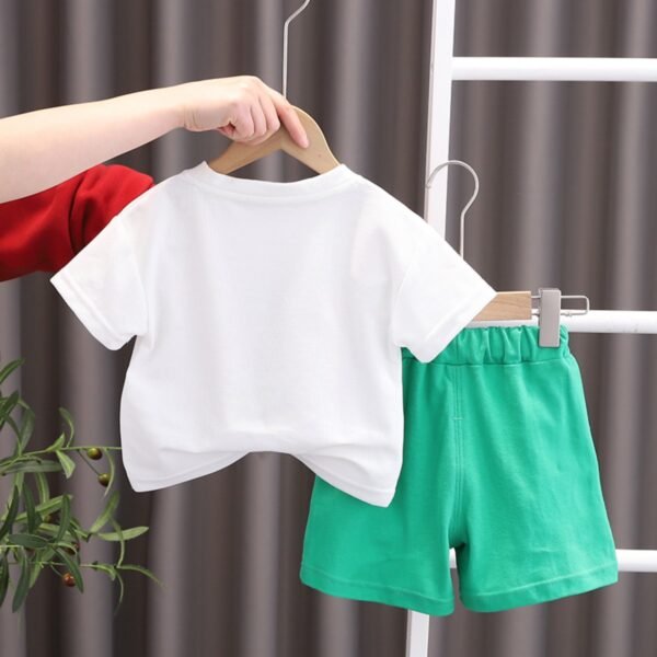 Liuliukd | Boys Letter Cartoon Dinosaur T-shirt & Shorts Set-White-Kids