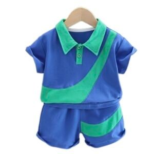 Liuliukd | Boys Patchwork Polo Shirt and Shorts Set-Kids