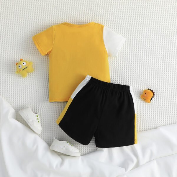 Liuliukd | Boys Patchwork T-shirt and Shorts Set-Yellow-Kids