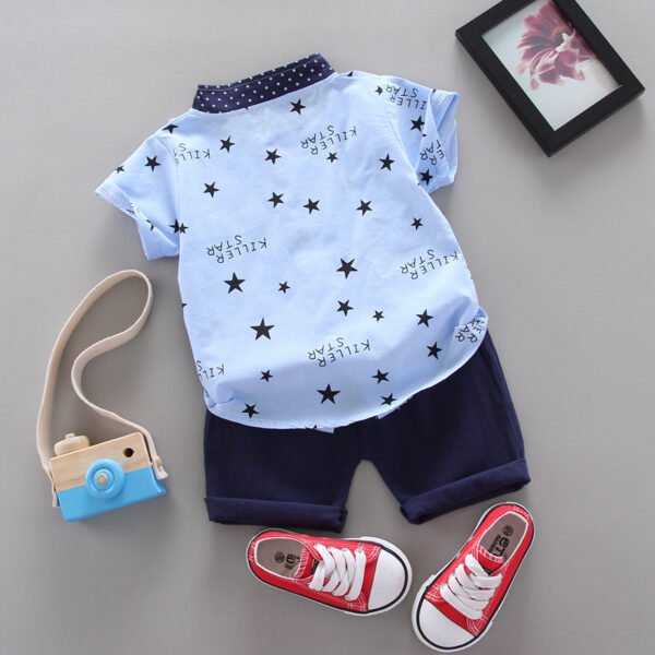Liuliukd | Boys Stand Collar Star Shirt Set-Blue-Kids