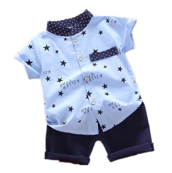 Liuliukd | Boys Stand Collar Star Shirt Set-Kids