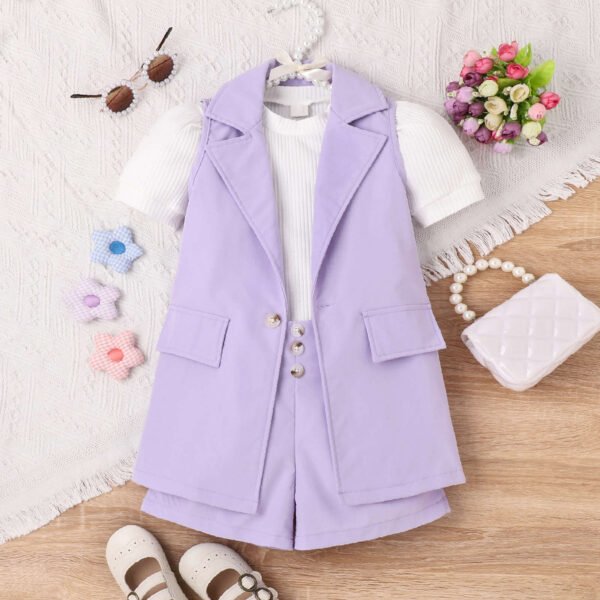 Liuliukd | Girls 3-Piece Candy Suit-Purple-Kids
