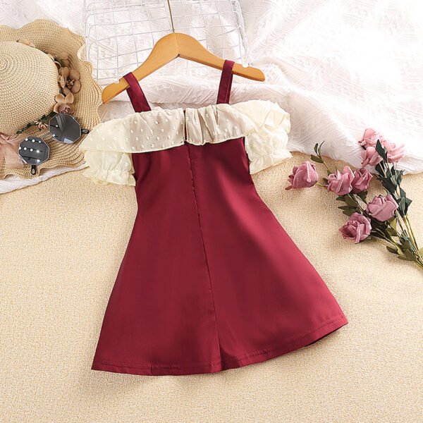 Liuliukd | Girls Lace Patchwork Dress-Red-Kids