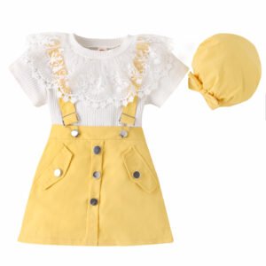 Liuliukd | Girls Lace Tops and Suspender Skirt Set-Kids