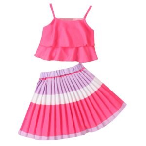 Liuliukd | Girls Layered Vest and Pleated Skirt Set-Kids