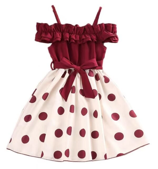 Liuliukd | Girls Off Shoulder Polka Dot Dress-Kids