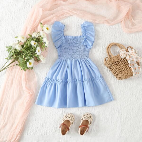 Liuliukd | Girls Polka Dot Dress-Blue-Kids