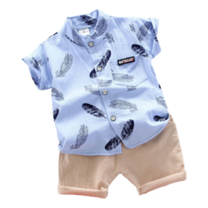 Liuliukd | Toddler Boys Feather Shirt & Shorts Set-Kids