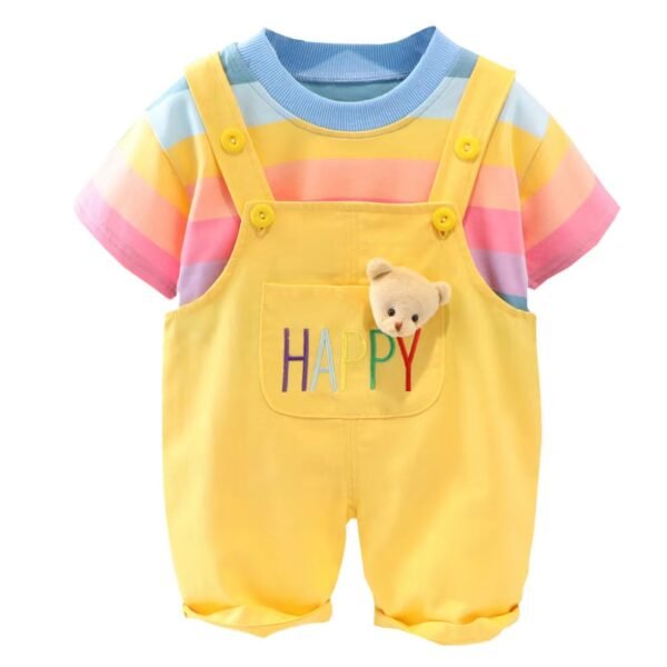 Liuliukd | Toddler Boys Stripe T-shirt & Overalls Set-Kids