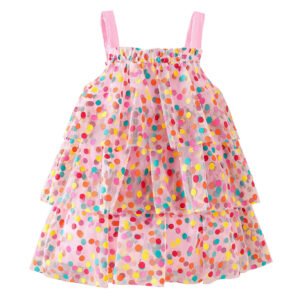 Liuliukd | Toddler Girls Colorful Dots Layered Dress-Kids