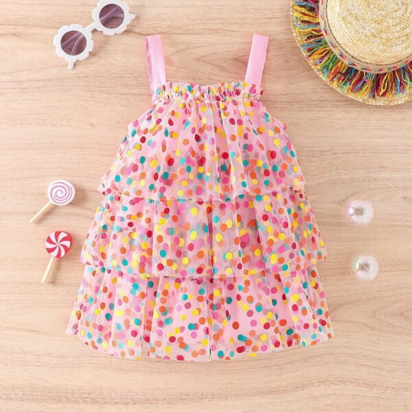 Liuliukd | Toddler Girls Colorful Dots Layered Dress-Pink-Kids
