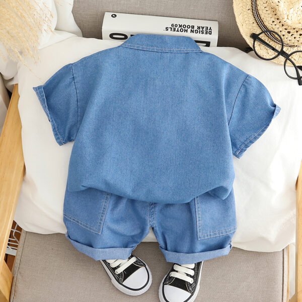 Liuliukd | Boys Denim Cardigan Three Piece Set-Blue-Kids