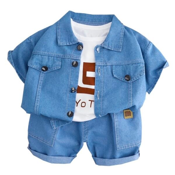 Liuliukd | Boys Denim Cardigan Three Piece Set-Kids