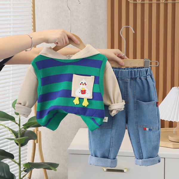 Liuliukd | Boys French Fries Duck Stripes Two Piece Set-Blue-Kids