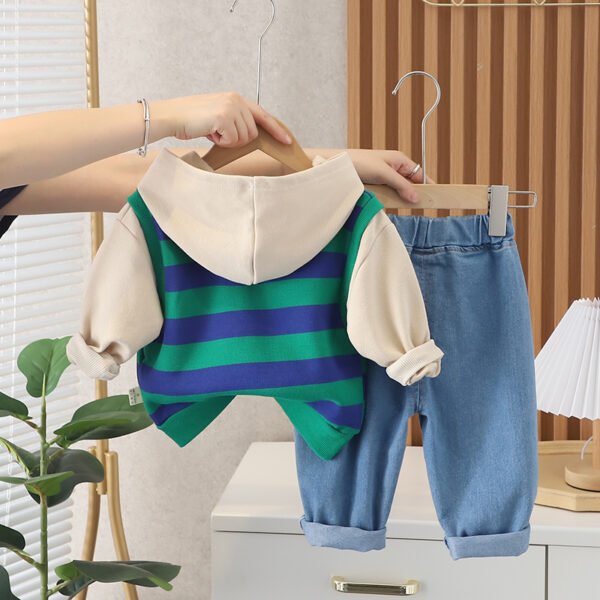 Liuliukd | Boys French Fries Duck Stripes Two Piece Set-Blue-Kids