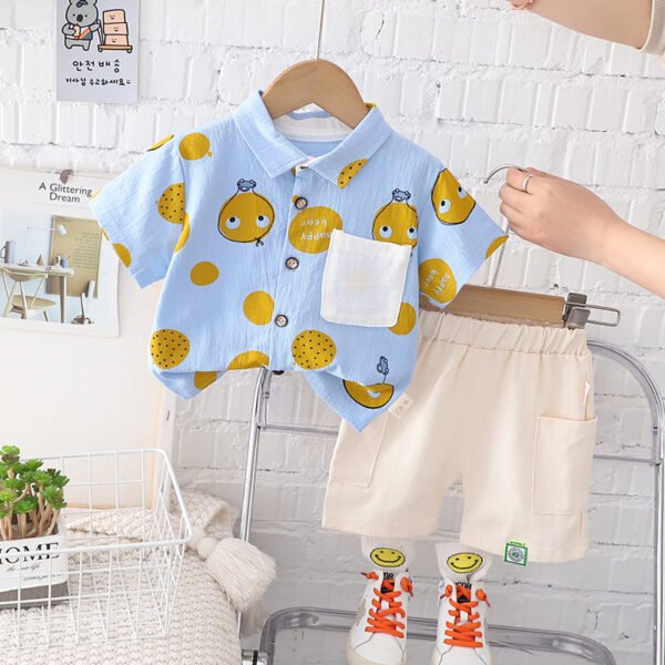 Liuliukd | Boys Hot Air Balloon Shirt and Shorts Set-Blue-Kids