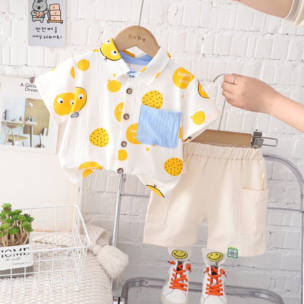 Liuliukd | Boys Hot Air Balloon Shirt and Shorts Set-White-Kids