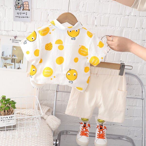Liuliukd | Boys Hot Air Balloon Shirt and Shorts Set-White-Kids