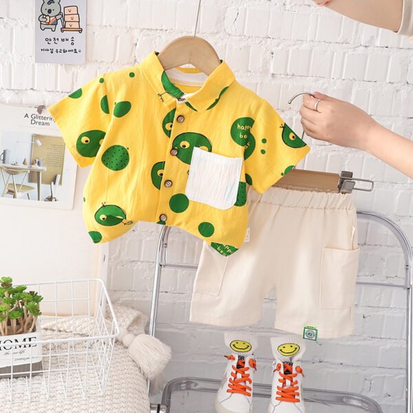 Liuliukd | Boys Hot Air Balloon Shirt and Shorts Set-Yellow-Kids