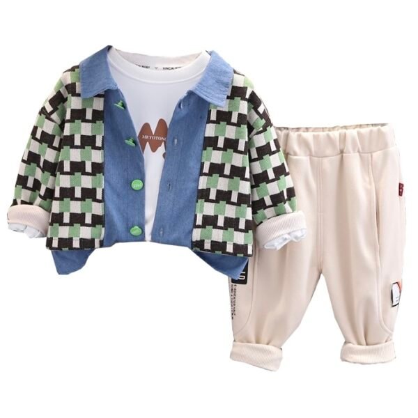 Liuliukd | Boys Plaid Patchwork Three Piece Set-Kids