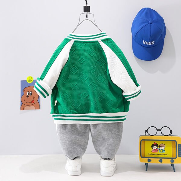 Liuliukd | Boys Sun Cap Baseball Shirt Four Piece Set-Green-Kids